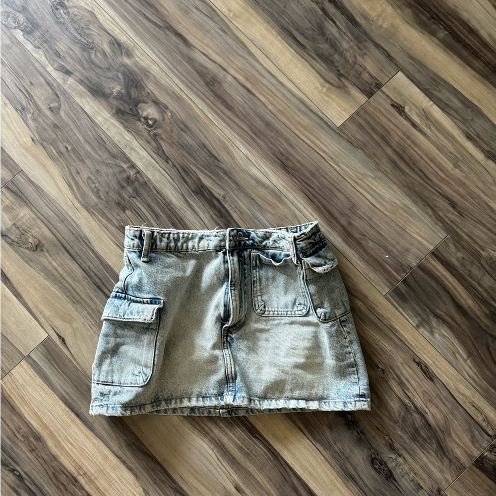 Zara Tan Cream Cargo Pencil Mini Skirt